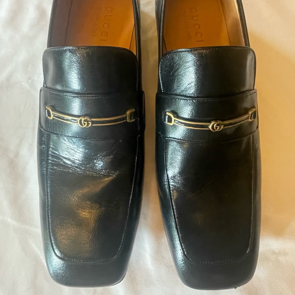 Gucci Black Leather Loafers with Horsebit Detail